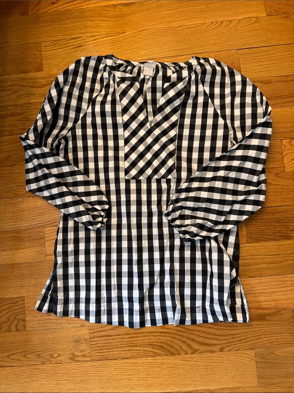 Chico's Black and White Gingham Blouse